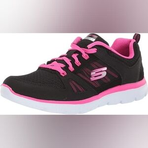 Skechers Women's Black and Pink Athletic Shoes, Size 8.5